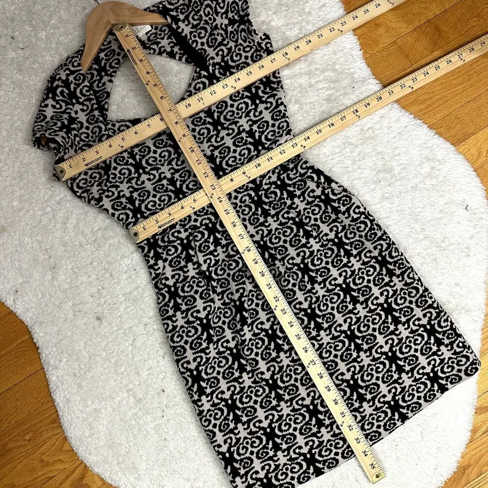 Anthropologie Deletta Quilted Calendolia Dress S Small Black Floral Swirl Print